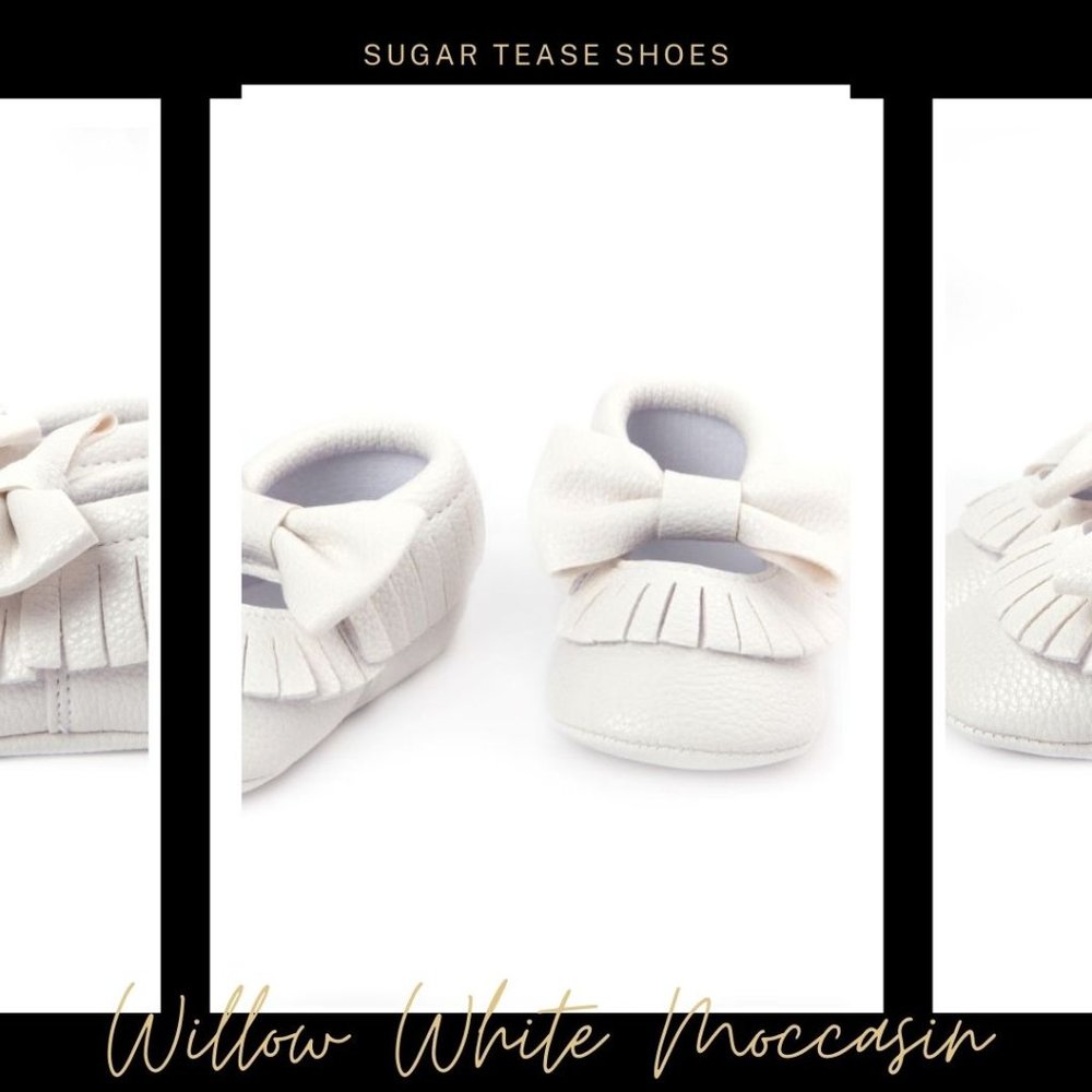 Willow White Baby Moccasin Shoes